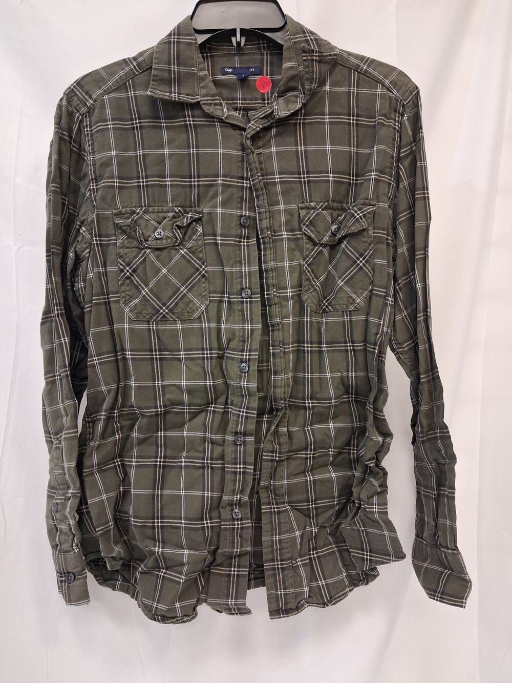 GAP Green Plaid Long Sleeve Cotton Button Down Shirt Men's Size Small